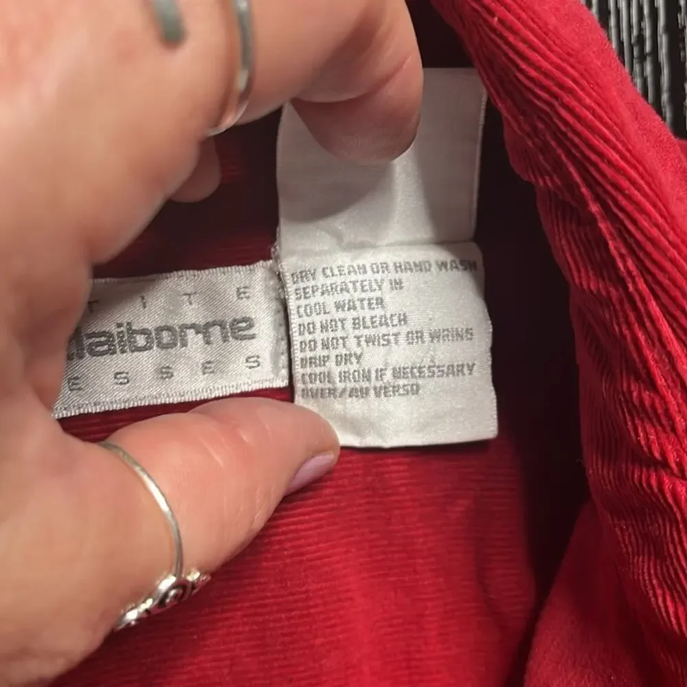 Vintage 90’s Liz Claiborne Red Corduroy Dress